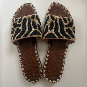 Sam Edelman sandals in black and tan beading. Size 7.5. Great condition.